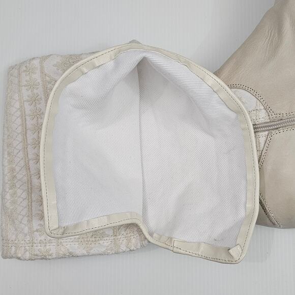 NEW Free People Bren Knee High Boot Womens EU 38 Cream Embroidered Boho Slouchy - Picture 11 of 15